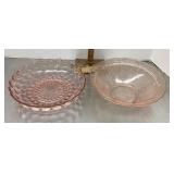 2 pink Depression glass bowls