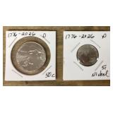 NEW 250th Anniversary nickel and half