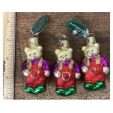 3 Mercury glass bear Christmas ornaments