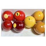 7 Bakelite pool and snooker balls