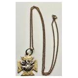 10k gold Loyal Order of Moose pendant & chain