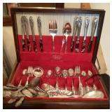 Silverplate flatware set with extras
