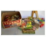 Box of vintage toys and games