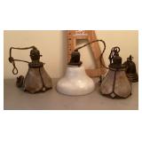 4 antique glass pendant lights