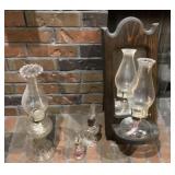4 glass oil lamps