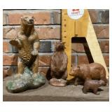 Resin and wood bear figures