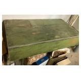 Dropleaf table painted green plus contents