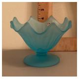 Westmoreland blue satin glass footed bowl