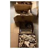 4 boxes of home decor, kitchenware, glassware
