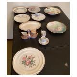 Porcelain plates, demitasse, cream & sugar
