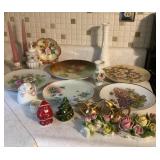 Assorted porcelain decor and plates