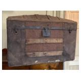 Antique camel back trunk with tray
