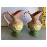 Pair of Hull magnolia pottery pitchers
