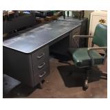 Industrial metal desk and chair