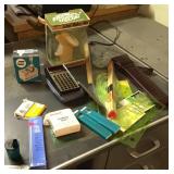 Group of drafting supplies and label maker