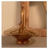 Amber glass basket with pleated edge