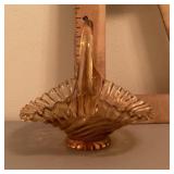 Pink glass basket with pleated edge