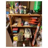 Wood shelf and contents