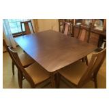 MCM Garrison dining table, 6 chairs, 2 leaves