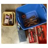 Tub, tote, tool box with tools, parts organizer