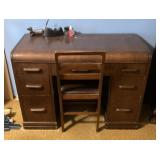 Waterfall double pedestal desk and chair