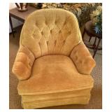 Gold velvet upholstered chair
