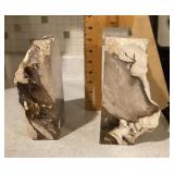 Pair of petrified wood book ends
