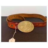 Leather Belt with Floral Buckle