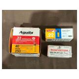 Assorted 22 Lot - Aguila 22 Super Extra - Qty: 250,  Aguila 22 Super Extra Standard Velocity - Qty: 50,  and Winchester Wildcat 22 - Approximately 50