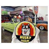 Husky Gasoline 42" Double sided, porcelain steel sign