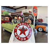 42" Porcelain steel, double sided Texaco Gasoline/Motor Oil sign.