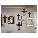 Lot - Assorted Crosses And Framed Art