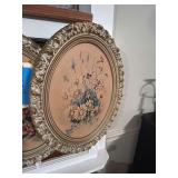 Lot - (2 Framed Floral Oval Art by Riaswi