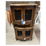 Lot - (2) French Style End Tables with Cabinet Storage