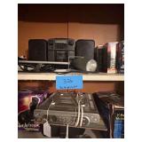 Lot - Assorted Books, Electronics and Items on Shelves