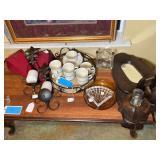 Lot - Lenox Chinastone Cup Set, Wall Sconces, Glassware