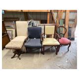 Lot - (4) Vintage Chairs and (1) Stool