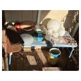 Lot - Assorted Household Items - Fan Blades, Glassware, Buckets, and More