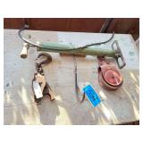 Lot - Vintage Pulleys, Pump, and Hook