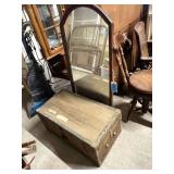 Lot - Vintage Style Trunk with Divider and Decorative Mirror