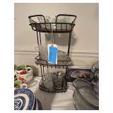 Lot - Tiered Serving Stand with Glassware