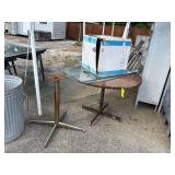 Assorted Metal Chimney Cap, Glass Table Tops, and Metal Table Bases