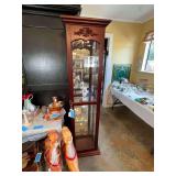 Lot - Lighted Wooden Curio Cabinet with Decorative Stand