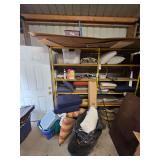 Lot - Shelving Unit with Assorted Household Items