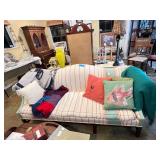 Lot - Sofa with Pillows and Blankets