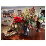 Lot -  Assortment of Floral Arrangements and Vases