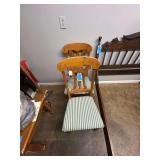 Lot - (2) Wood Dining Chairs with Striped Upholstery