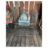 Lot - Wire Basket with (4) Ford Hubcaps