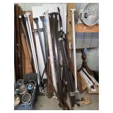 Lot - Assorted Bed Frames, Table Base, and Lighting Fixtures