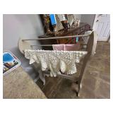 Lot - Wooden Quilt Rack with Crochet Blanket
